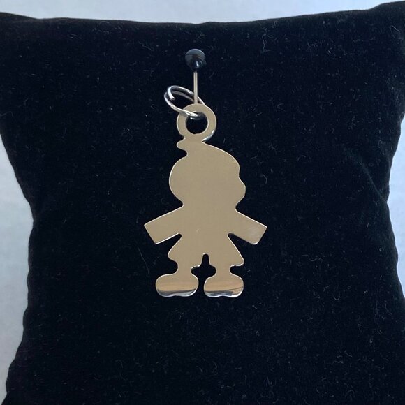VTG Solid Sterling Silver 925 Boy Male Child Silhouette Pendant Charm - Picture 3 of 11